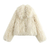 Fongt Women's ZA Autumn And Winter New Fashion With Fur Curly-Haired Fashion Short Coat