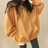 Solid Color Half Zip Up Oversized Hoodie-Outfit