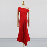 Fongt Temperament Famous Wind Dress Woman 2025 Spring New Fold Design Feeling Slim Thin White Evening