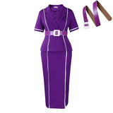 Fongt Women's 2025 New Fashion Short-Sleeved Suit Collar High-Waisted OL Dress
