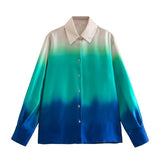 Spring Tie-Dye Printed Fashion Leisure Long-Sleeved Shirt-Outfit