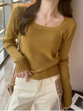 U Neck Women Autumn Winter Sweaters Slim Knitted Pullovers Soft Warm Solid Jumper Female Sweater Casual Knitwear Jersey Top-Outfit