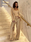 Pants 2024 New Insy2k Fashion Pearl Light Sequin Straight Floor Pants-Outfit