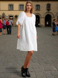 Fongt Wind Dress Woman 2025 Spring New Sweet And Simple Bling Solid Color Bubble Bubble Sleeve Short