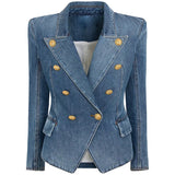 Fongt New Star Temperament Double Buckle Wash Denim Suit Jacket Jacket Jacket