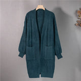 New 2021 Women's Autumn Winter Sweaters Elegant Long Cardigans Warm Oversized Pockets Lady Fashionable Tops