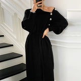 Fongt French Temperament In Autumn And Winter 2025 With A Sweater Inside The Long Knee-Jerk Knitted