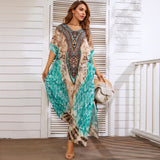 Style Printed Oversized Beach Blouse Sexy Holiday Sweater Long Robe Bikini Blouse-Outfit