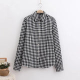 Tops And Blouses Casual Button Down Blouses Plaid Shirt Long Sleeve Female Print Cotton Tops Lady