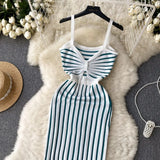 Fongt Beach Bump Summer Striped Slings New Slim-Skinny Sleeveless