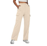 Fongt New Long Loose Trousers Leisure Sports High-Waist Trousers Show Skinny Straight Broad-Legged Trousers Women