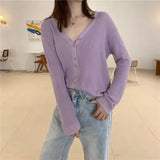 Fongt Sweater With Cardigan Shawl Loose Coat Female Autumn Korean Version Thin Sunscreen Shirt V-Neck Long Sleeve Jacket-Outfit