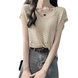 Fongt V-Necked Knitted Jersey Women's Thin Summer Design Sense Small Loose Thin Vest Outside On The