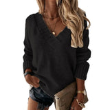 Fongt Women WISH Hot Style Women's Wear Fall And Winter New Solid Color V-Neck Knit