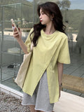 Fongt T-Shirt Female Summer Short Sleeve Design Sense 2023 New Irregular Loose Web Celebrity Student Coat
