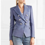 QUALITY Newest Fashion 2023 Designer Blazer Women's Double Breasted Lion Buttons Blazer