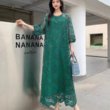 Fongt Lace Dress New French Retro Heavy Industry Hollow Hook Loose Thin Temperament Dress Dress