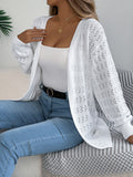 Fongt And Winter Pure Color Hollow Lantern Long-Sleeved Sleeve Sweater Long Coat Women's Clothing