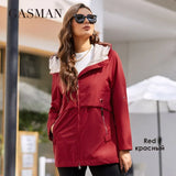 New women's jacket spring 2022 short High-Quality Trench coat women windbreaker Hooded Design solid Female Outwear
