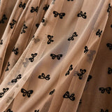 Fongt Swing Splicing Yarn Dress Lint Lint Half Dress Woman 2025 Spring Splicing Mesh Yarn Skirt 1828