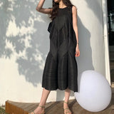 shows thin elastic foreign style dress covering flesh design feeling pregnant women can wear pleated flower bud