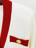 QUALITY Newest 2023 Fall Winter Fashion Designer Jacket Women's Lion Buttons Color Block Trimmed Knit