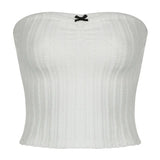Little Woman Bow Stitching Solid Color Breast Coat 2024 Spring / Summer New Style Slim Spicy Girl Vest-Outfit