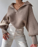 Fongt 2025 Explosion Lazy Loose Lantern Sleeves Lead Lady Short Sweater