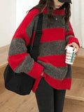 Oversized Stripe Pullover Sweater-Outfit