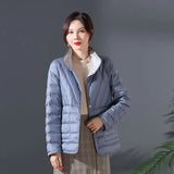 Double-Sided Double-Color Wear Winter Standing Collar Light Down Jacket Female Short Rubber White Duck Velvet Warm Coat Tide-Outfit
