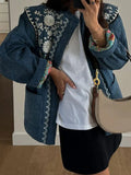 Fongt Printed Pocket Cotton Jacket 2025 Autumn And Winter Women's Single Buckle Commuting Warm Coat WQK0