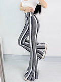 High Waist Striped Flare Pants Women Streetwear Print Tie Dye Slim Pantalones Vintage Lenggings Spodnie Aesthetic