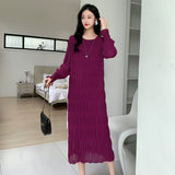 Fongt 2025 Sweet Gentle Wind Collar Folded Texture Loose Dress Female Thin Temperament Elegant Dress