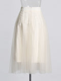 Small Senior Fashion Suit Women's 2025 New Slanted Shoulder Waist Top + Lace Mesh Skirt