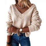 Fongt Fall / Winter 2023 Women's Long-Sleeved V-Neck Loose Knit