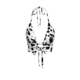 2024 Women's New Sexy V-Neck American Flag Hanging Neck Ring With Velvet Chest On The