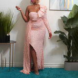 Fongt Winter African Dress Fashion New Shoulder Beads Bridesmaid Party Long Dress Dress Women's