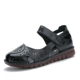 Summer New Handmade Women's Shoes National Style Genuine Leather Hollow Women's Sandals soft Flat with