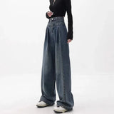 Stitch Details Patchwork High Waist Jeans-Outfit