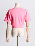 Fongt Summer New Set Diamond Sequin Bow Design Sense Short-Sleeved T-Shirt Women's Niche Design Sense Short Jacket-Outfit