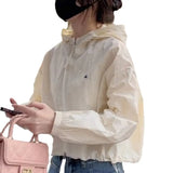Sunscreen Coat Female Summer Thin Coat Female Short Short Man 2024 New Loose Joker Hooded Casual Top-Outfit