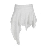 Fongt Retro Lace Irregular Low-Rise Half-Dress Temperament Holiday Folding Folded Thin A-Word Skirt