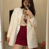 Fongt Celebrity Hanging Feeling Fried Street Small Suit Jacket Female Spring And Autumn Korean Version Of The British Wind Loose Casual White Suit Jacket-Outfit