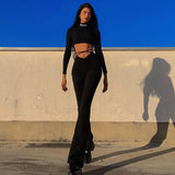 Summer V-shaped Waist Navel Cross Solid