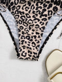 2022 New Leopard-Print Drawstring Tied With Conjoined Swimsuit