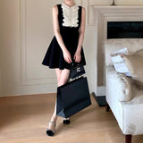 Fongt And Autumn New With The Same Gold Lace Doll Dress Temperament Small Sleeveless Little Black Dress Birthday Dress