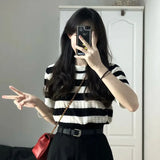 Fongt Knit Short-Sleeved T-Shirt Female 2023 Summer New Korean Version Unique Chic Student Jacket Short Ins