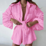 Fongt Women's Casual Fashion Sleek Sleeker Shorts Shirt Set In Summer 2025