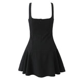 Solid Bow Tank Mini Dress l-Outfit