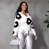 Fongt Hole Tuxed Sweater Dark Long Sleeve Loose Knitted Shirt